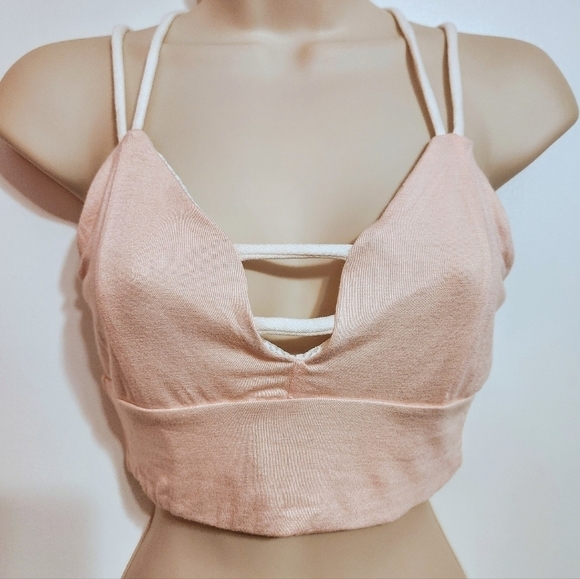 Briavia Reversible Strappy Crop Top White Peach M/L - Picture 4 of 9
